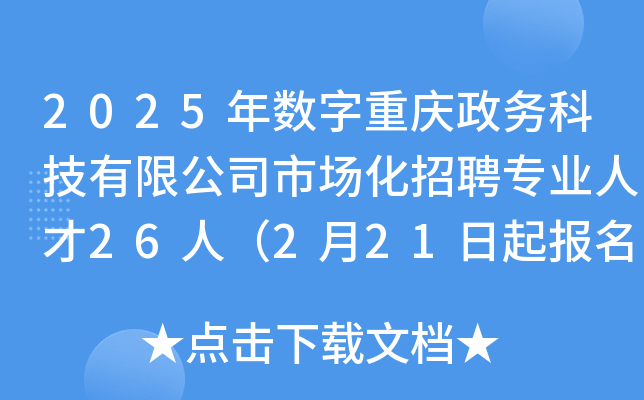 2025年数字重庆政务科技有限公司市场化招聘专业人才26人（2月21日起报名）