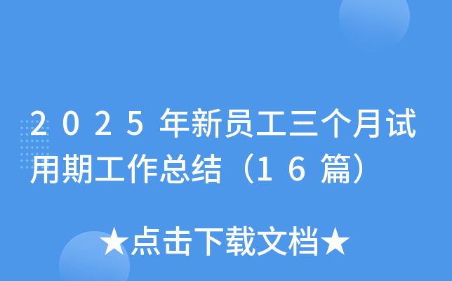 2025年新员工三个月试用期工作总结（16篇）