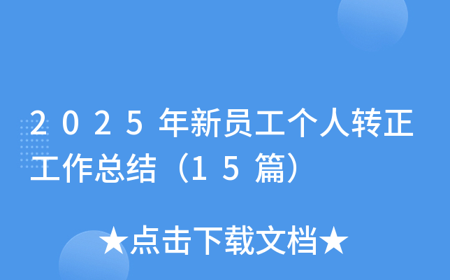 2025年新员工个人转正工作总结（15篇）