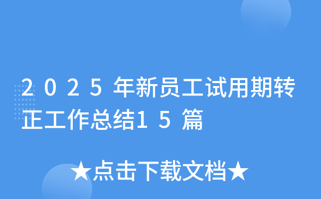 2025年新员工试用期转正工作总结15篇