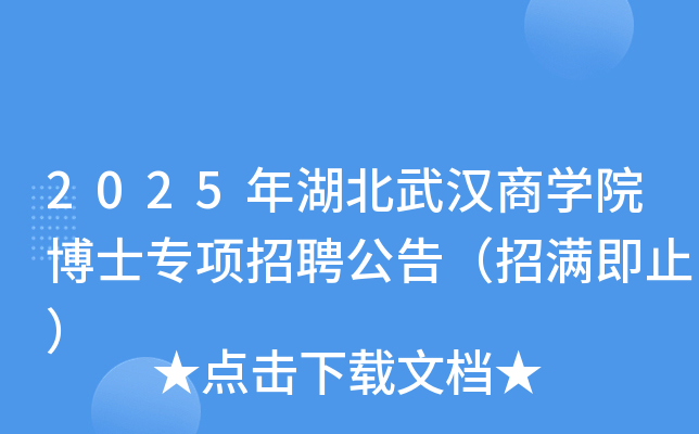 2025年湖北武汉商开云kaiyun(中国)院博士专项招聘公告（招满即止）