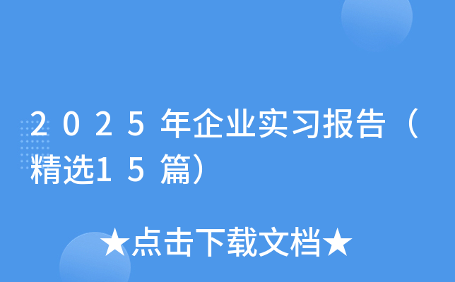 2025年企业实习报告（精选15篇）
