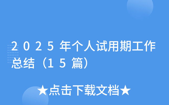 2025年个人试用期工作总结（15篇）