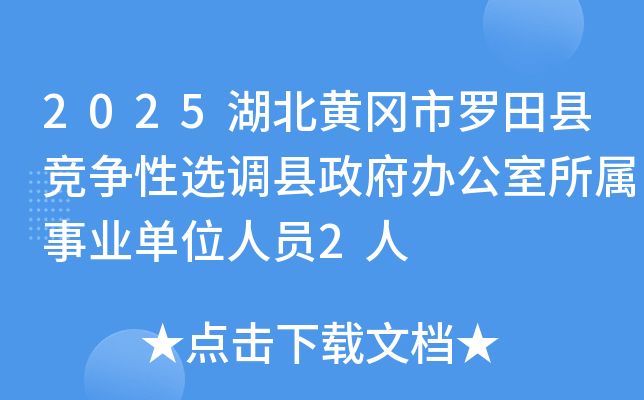 2025湖北黄冈市罗田县竞争性选调县政府办公室所属事业单位人员2人