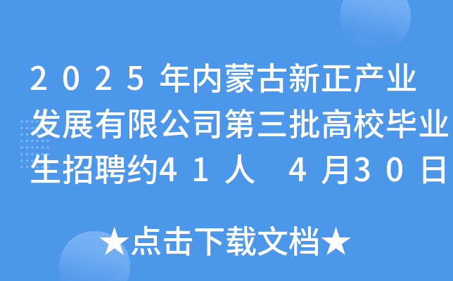 2025年内蒙古新正产业发展有限公司第三批高校毕业生招聘约41人 4月30日截止报名