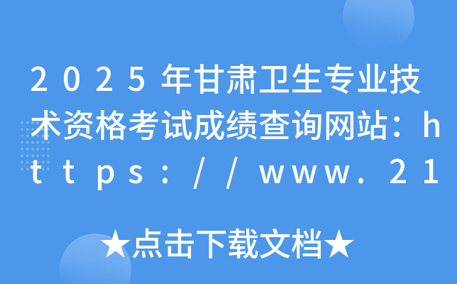 2025年甘肃卫生专业技术资格考试成绩查询网站：https://www.21wecan.com