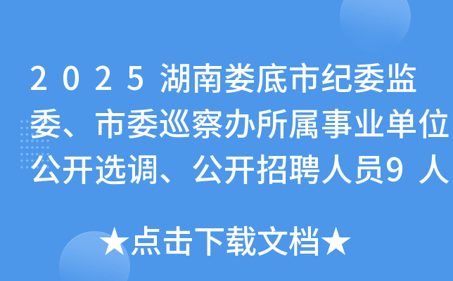 2025湖南娄底市纪委监委、市委巡察办所属事业单位公开选调、公开招聘人员9人