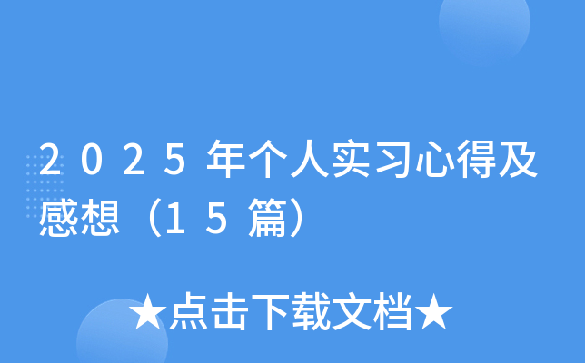 2025年个人实习心得及感想（15篇）