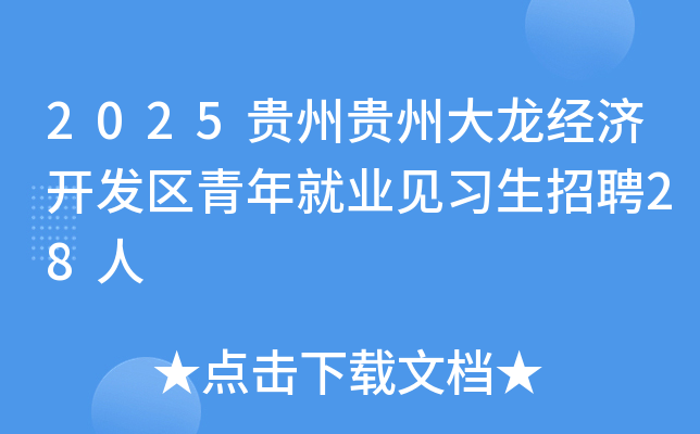 2025贵州贵州大龙经济开发区青年就业见习生招聘28人