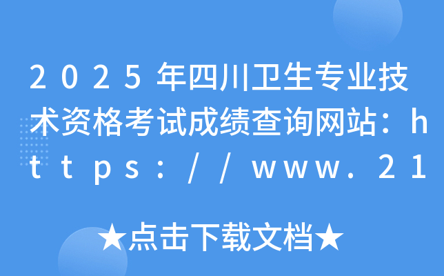 2025年四川卫生专业技术资格考试成绩查询网站：https://www.21wecan.com