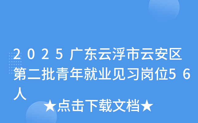 2025广东云浮市云安区第二批青年就业见习岗位56人