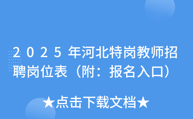 2025年河北特岗教师招聘岗位表（附：报名入口）