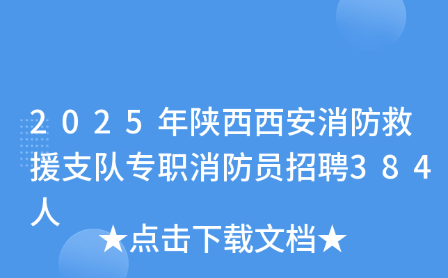 2025年陕西西安消防救援支队专职消防员招聘384人