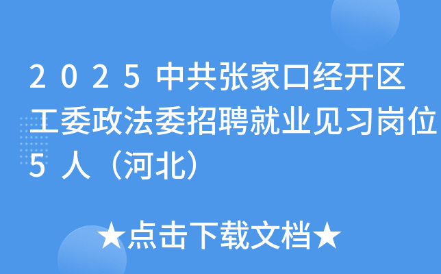 2025中共张家口经开区工委政法委招聘就业见习岗位5人（河北）
