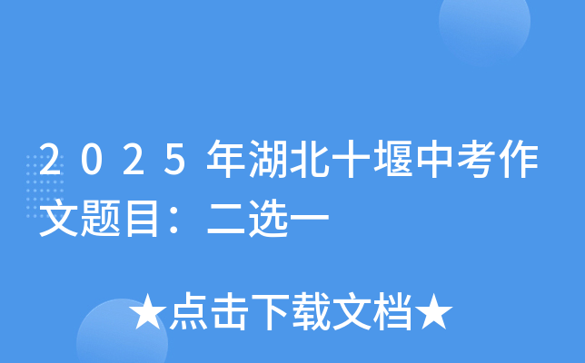 2025年湖北十堰中考作文题目：二选一