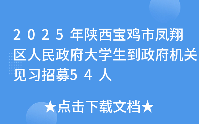 2025年陕西宝鸡市凤翔区人民政府大开云kaiyun(中国)生到政府机关见习招募54人
