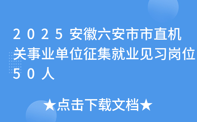 2025安徽六安市市直机关事业单位征集就业见习岗位50人