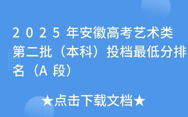 2025年安徽高考艺术类第二批（本科）投档最低分排名（A段）