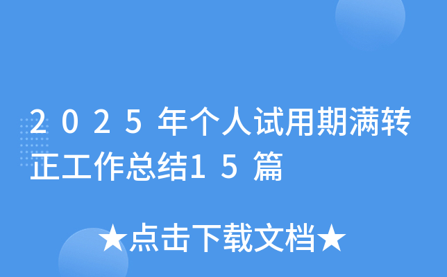 2025年个人试用期满转正工作总结15篇