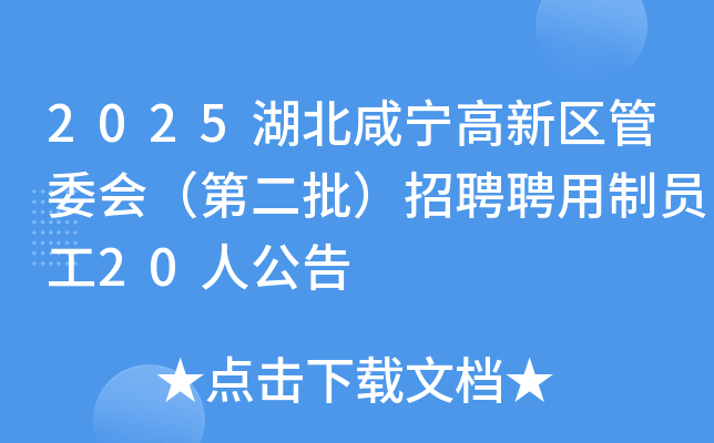 2025湖北咸宁高新区管委会（第二批）招聘聘用制员工20人公告