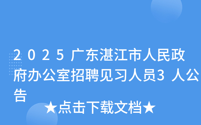 2025广东湛江市人民政府办公室招聘见习人员3人公告