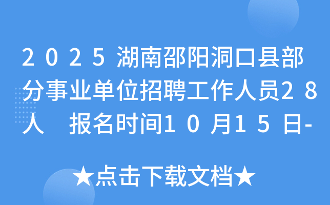2025湖南邵阳洞口县部分事业单位招聘工作人员28人 报名时间10月15日-21日