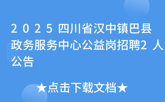 2025四川省汉中镇巴县政务服务中心公益岗招聘2人公告
