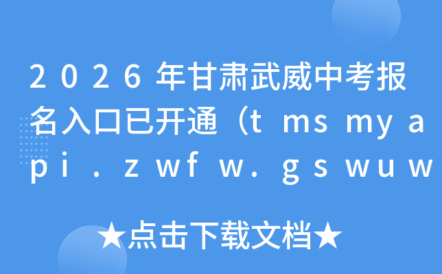 2026����������п���������ѿ�ͨ��tmsmyapi.zwfw.gswuwei.gov.cn��