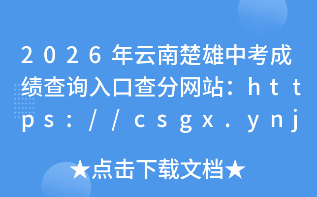 2026�����ϳ����п��ɼ���ѯ��ڲ����վ��https://csgx.ynjy.cn/