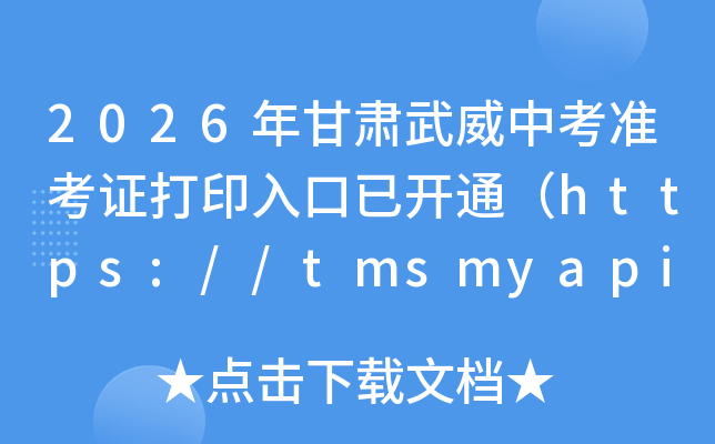2026����������п�׼��֤��ӡ����ѿ�ͨ��https://tmsmyapi.zwfw.gswuwei.gov.cn/��