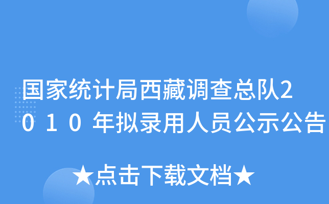 国家统计局西藏调查总队2010年拟录用人员公示公告