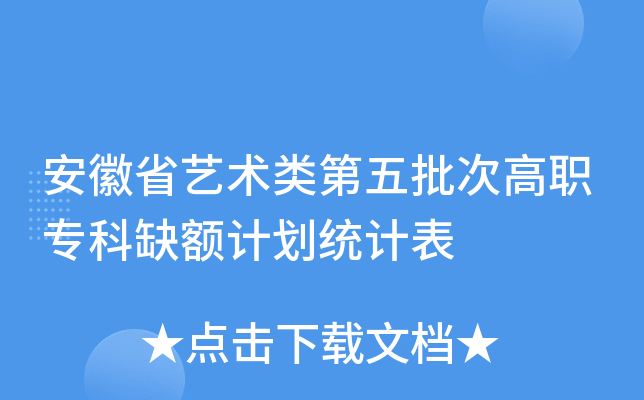 安徽省藝術類第五批次高職專科缺額計劃統計表