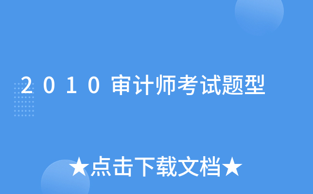 2010审计师考试题型