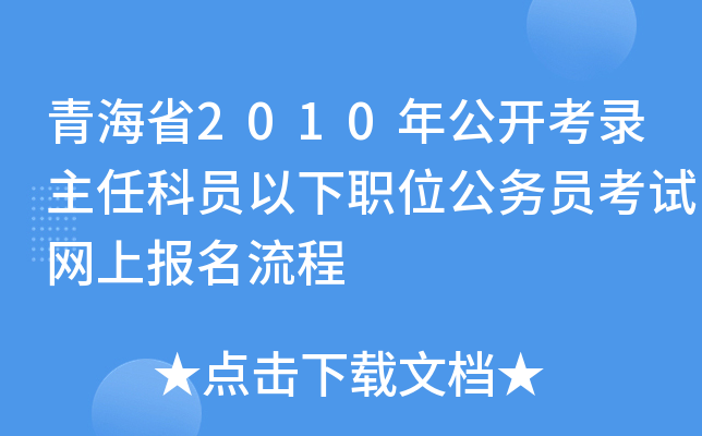 青海省2010年公开考录主任科员以下职位公务员考试网上报名流程