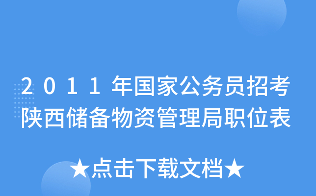 2011年国家公务员招考陕西储备物资管理局职位表