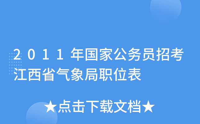 2011年国家公务员招考江西省气象局职位表