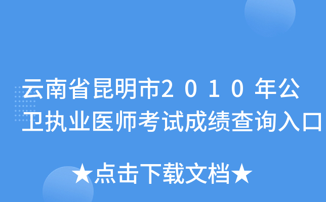 云南省昆明市2010年公卫执业医师考试成绩查询入口