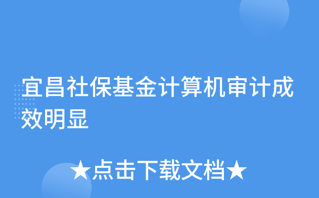 宜昌社保基金计算机审计成效明显