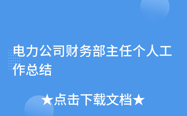电力公司财务部主任个人工作总结