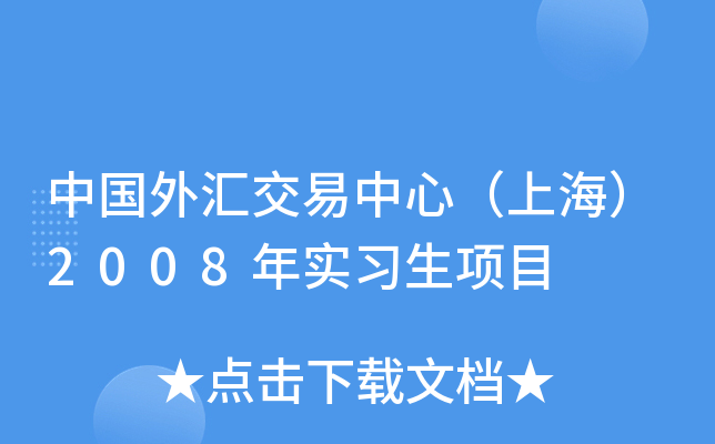 中国外汇交易中心（上海）2008年实习生项目