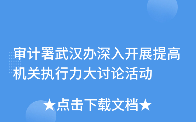 审计署武汉办深入开展提高机关执行力大讨论活动