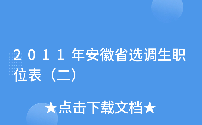 2011年安徽省选调生职位表（二）