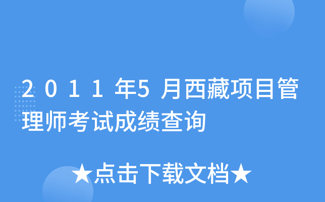 2011年5月西藏项目管理师考试成绩查询