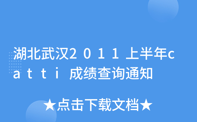 湖北武汉2011上半年catti成绩查询通知