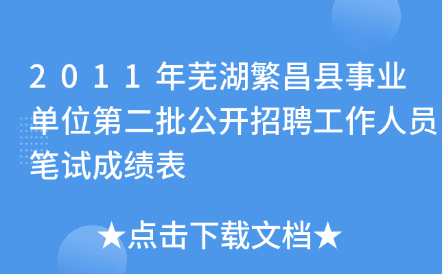 2011年芜湖繁昌县事业单位第二批公开招聘工作人员笔试成绩表