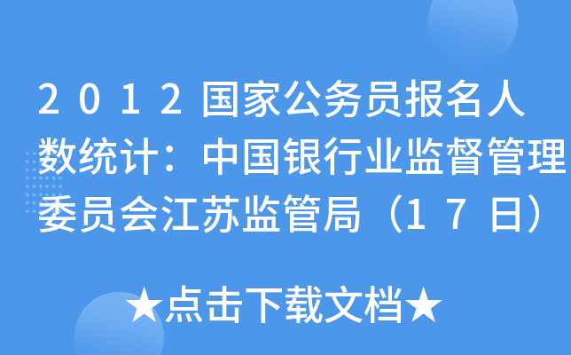 2012国家公务员报名人数统计：中国银行业监督管理委员会江苏监管局（17日）