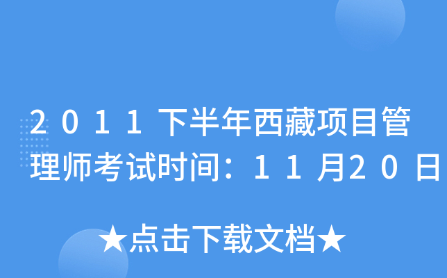 2011下半年西藏项目管理师考试时间：11月20日