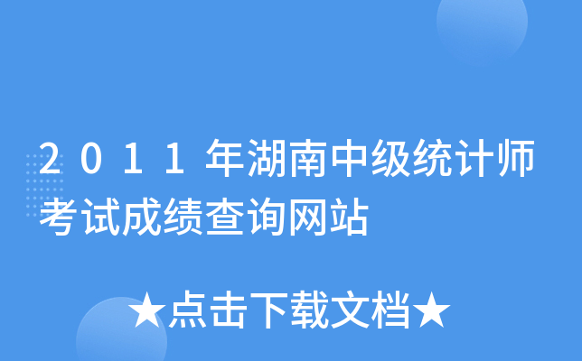2011年湖南中级统计师考试成绩查询网站