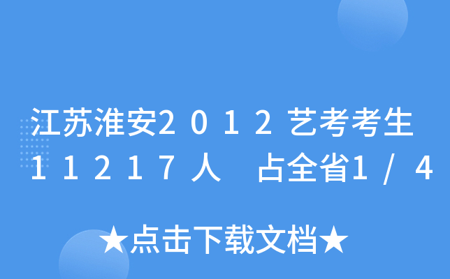 江苏淮安2012艺考考生11217人 占全省1/4