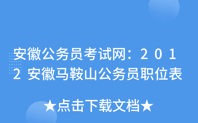 安徽公务员考试网：2012安徽马鞍山公务员职位表